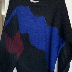 Andrew Fezza Black and Blue and red Crewneck Sweater